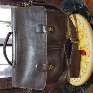 💘🖤💘Vintage Green Fields Shafmaster Brown Leather Messenger Shoulder Briefcase